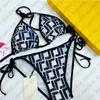 Sexy Embroidery Bikini Set Brand Letters Swimwears Designer Metal Chain High Quality Ladies Backless Split Swimsuit