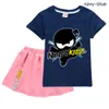 Girls T-Shirt Skirt Suit Sweatshirt Rose Short Petticoat Sets Baby Kids Sleepwear Cotton Teenage Tops Pink A-Line Dress Clothes