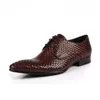 Woven Leather Men Fashion Office Business Dress Shoes Italian Oxfords Derby Shoes Pointed Toe Wedding Party Formal