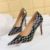 Lisapie New Women High Heel Sexy Pumps Nightclub Pumps Metal Stone Pattern PU Leather Pointed Toe Party Women's Summer Shoes G220516