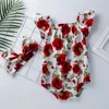 Babany Bebe Born Baby Floral Print Flutter Romper Girls Clooth 여름 민소매 점프 슈트 Pography Costume 220707