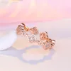 Mode schöne Klee Designer Band Ringe für Frauen Rose Gold Silber glänzend Bling Diamant Kristall offene Liebe Ring Schmuck Geschenk