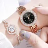 Montres-bracelets Romantique Diamant Femmes Montres Bracelet Ensemble Plein Cristal Argent Ceinture En Acier Montre Femme Cadeau Bracelet De Luxe Miroir Clo257p