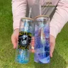 US Stock Double Walled Glass Water Bottles 16oz 20oz Straight Förborrade Snow Globe Mugs för sublimering och glitterkoppar