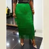 MD Vert Patchwork Gland Femmes Jupe Taille Haute Moulante Midi Robes Plus La Taille Élastique Jupes Afrique Du Sud Dames Mince Jupe 220322