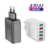 Universal 5USB porty 48W UE US AC Home Travel Wall ładowarka Szybka szybka adaptera zasilania dla iPhone'a 12 13 14 Pro Max Samsung Tablet PC Telefon Android