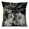 Kudde/dekorativ kudde häst svart och vit konstmålning tryckkudde postmodern akvarell kudde dekorativ heminredning soffa i thro