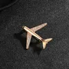 Crystal Airplane Brooch Pin Rhinestone Aircraft Lapel Pins and Brooches Men Suit Collar Needle Accessories