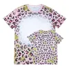 Leopard Print Sublimation Bleached Shirts Heat Transfer Blank Bleach Shirt Bleached Polyester T-Shirts US Men Women Party Supplies colorful