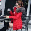 Qingwen Automne Hiver Coréen Coton Veste Matelassée Pour Femmes Pardessus Moulant Femme Amovible Chapeau Col De Fourrure Casual parka L220725