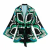 Women's Blouses & Shirts Famale Casual Holiday Beach Printed Kimono Shirt Summer Open Front Women Loose Long Sashes Green Top Blouse Chic