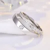 1 par de anillos de pareja sólidos chapados en cobre platino redimensionable cristal múltiple hombres mujeres superposición apertura compromiso regalo de boda accesorios de joyería de dedo