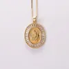 Pendant Necklaces Inches White Black Red Cz Crystal Paved Christian Religious Belief The Blessed Virgin Mary Gold Necklace UnisexPendant