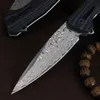 1Pcs R0707 Pocket Folding Knife VG10 Damascus Steel 76 layers Blade Blue G10 Handle Ball Bearing Flipper Fast Open Knives