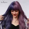 Peluca de Halloween femenina azul púrpura Yin Yang cabeza pelo largo y rizado Qi flequillo peluca cospaly 220527