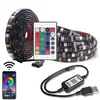 DC 5V Faixa de luz flexível SMD 5050 RGB TV trocando de volta com App 24Keys Controle remoto para tela plana