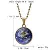 Pendentif Colliers Personnalité Galaxy Collier Huit Planètes Lumineux Double Face Rétro Terre Lueur Dans Le Noir