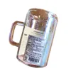 700ML Starbucks Mugs Creative Design Glass Drinking Straw Cold Drink Breakfast Milk Cup Laser Printing280b