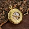 Pocket Watches Vintage Silver Mechanical Hand Wind Blue Roman Numeral Dial Flip Watch Men Clock With Fob Chain