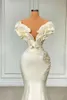Mermaid Wedding Dresses Bridal Gown Country Boho Off the Shoulder Pearls Beaded Sweep Train Satin Custom Made Plus Size vestidos de novia