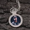 Custom Made Round Fashion Photo Pendant Necklace For Men Women Gifts Cubic Zirconia Charm Hip Hop Jewelry