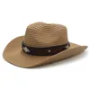 Berets Men Women Soft Straw Western Cowboy Hats Wide Brim Sunhat Party Travel Outdoor Caps Classical Retro Sombrero UK Size L US 7 1/4Berets