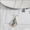 Pendant Necklaces Waterdrop Frame Inspired Abalone Shell Papper Leopard Leather Snakeskin Long Chain Sweater Necklace Ge Dhseller2010 Dhu4V