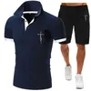 Survêtements pour hommes Summer Men I Believe In Christian Jesus Print Solid Color Sports Shirt Black Five Pants Casual Street SuitMen's Men'sMen's