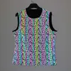 Colorful Reflective Tank Top Mens Summer Harajuku Hip Hop Sleeveless Shirt Breathable Basketball Sport Tank Tops Ropa Hombre