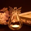 Романтический ангел хрустальный стеклянный стеклянный держатель висит чай свет фонарь подсвечник горелка ваза DIY свадьба украшения GCF14428