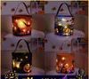 MOQ 20st Halloween Glow Basket Pumpkin Bag With Light Props Gift Wrap 9.4x9.4 tum Children Hantera godispåsar Ghost Festival Portable Bucket Decoration
