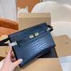 High sense quality 22 new flip Manhattan Club Bags LEATHER crocodile bag women's One Shoulder Messenger Bag