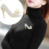 Pins Brooches Luxury High-Heeled Shoes Brooch Rhinestone Shoe Flower For Women Girls Christmas Gifts Broches DropPins