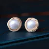 Stud barocche Natural Pearl Smart Orecchini per donne Simple a mano che fa affari eleganti regalo di Natale Elegante Accessorio di gioielli Accessorio Stu9294665