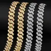 Chains Hip Hop Iced Out Chain Paved Rhinestones Necklace 15MM Silver Color Full Miami Curb Cuban Rapper Necklaces For Men JewelryChains