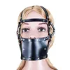 Nieuwe PU Lederen Kap Hoofd Harnas Open Mond Gag 44mm Bal Fetish Terughoudendheid Gezicht Slave Bondage Rollenspel sexy speelgoed voor Vrouwen