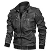 2022 Spring Autumn Mens Jacket Ny tvättad PU Casual Fashion Youth Motorcykelläder Large Loose Multi-Pocket L220725
