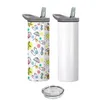 Gobelets à sublimation vierges de 20 oz et 30 oz Gobelets droits à double paroi en acier inoxydable Gobelet de voyage isolé sous vide avec poignées Deux couvercles pour couverture portable EE