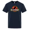 Cartoon Dinosaurier t-shirt Gedruckt Kein internet T hemd männer dino t-shirt lustige Harajuku Tops Jurassic offline park Herren t-shirt 220617