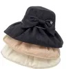 Панама французский мягкий M луками ковш шляпа дамы складная уличная одежда солнечная крышка солнечная защита УФ-консервированием пляжа Chapeau G220418