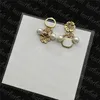 Chic Flower Ear Stud Designer Letter Earrings Women Party Pearl Earring Retro Gold Ear smycken med låda