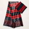African Silk Wax Fabric 2019 Silk Wax Fabric Black Red Print Fabrics Satin Silk Wax With Chiffon Spets Set for Party Dress SM30 T200529