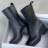 Designer 2022 Women Betty Boots PVC Advanced fashion autumn winter Rubber Beeled Platform Knee high tall Rain Boot Black Waterproof Welly Shoes Outdoor Rainshoes