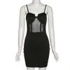 Vestidos Casuais Bkld Primavera Moda Fashion Spaghetti Strap Backless Bodycon Mini Vestido Sexy Sexy Mesh Festa Night Club 2022