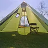 Stort pyramidtält med ett skorstenhål 4-5 Persons Ultralight utomhus camping Teepee Anti-Wind ryggsäcktält AWNings Shelter H220419