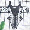 Vintage damskie body bikini strój kąpielowy list Logo stroje kąpielowe Summer Beach Ladies Swim Wear dwa kolory