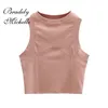 BRADELY MICHELLE Ragazze Estate Arrivo Breve Casual Mezzo collo alto Tinta unita Collant vintage lavorato a maglia Canotte 220316