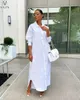 Luxury Designer White Chiffon Shirt Long Dress Elegant Young Casual Fashion Full Sleeve Women Straight 220613