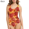 Mode Dames Mouwloos Badpak Gourmet Pizza 3D OnePiece Badmode Casual Zomer Vrouwen Badpak Drop W220616