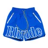 Rhudes senaste färg Rhude Shorts Designers Mens Basketball Short Pants Luxurys Summer Beach Palm Letter Mesh Street Fashion Sweatpants Top Quality AAA